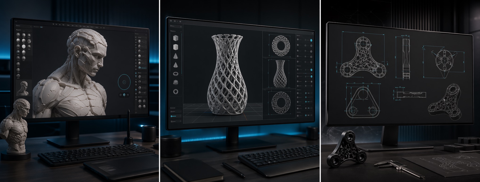 Escultura digital, modelado paramétrico y planos técnicos dentro de un flujo de modelado 3D